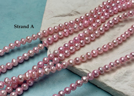5mm AA Baby Pink Off Round/Potato Freshwater Pearl Beads 90 Beads #P3723