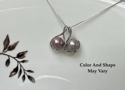 AAA Very Rare Natural Dark Mauve Pink Genuine Edison Pearl Pendant W/925 Sterling Silver Cage Design #PD0012