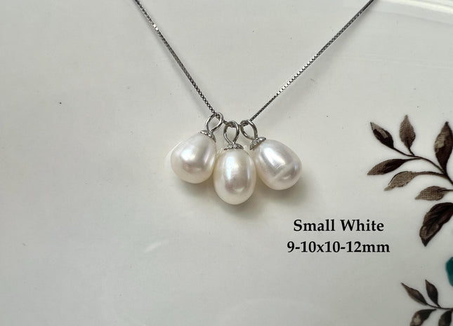 Natural White Mauve Pink Baroque Pearl With .925 Sterling Silver Charm Pendant #PD0013