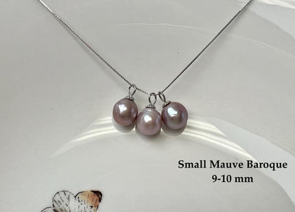 Natural White Mauve Pink Baroque Pearl With .925 Sterling Silver Charm Pendant #PD0013