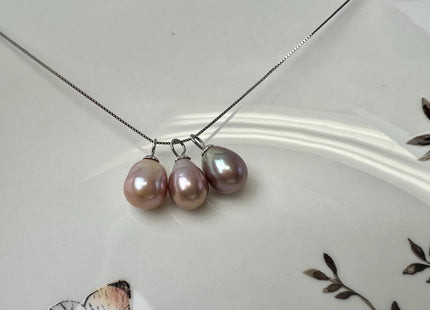 Natural White Mauve Pink Baroque Pearl With .925 Sterling Silver Charm Pendant #PD0013