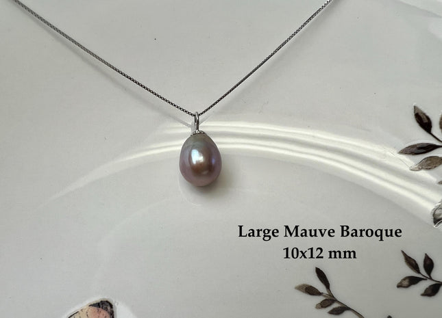 Natural White Mauve Pink Baroque Pearl With .925 Sterling Silver Charm Pendant #PD0013