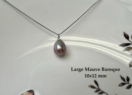 Natural White Mauve Pink Baroque Pearl With .925 Sterling Silver Charm Pendant #PD0013
