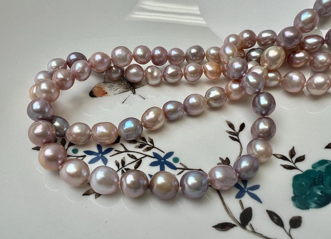 Natural Mauve Pink Edison Baroque Pearl Necklace W/.925 Silver Clasp Gift For Her #NK00012