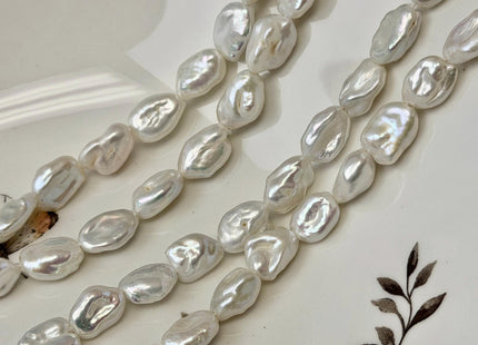 8-10x10-14 mm AAA Half Strand High Luster Natural White Keshi Nugget Large Hole Size 1.5mm Freshwater Pearl Beads #P3712