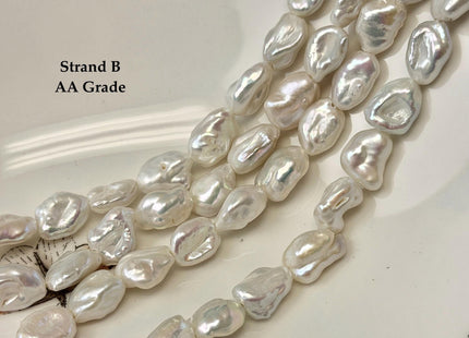 8-10x10-14 mm AAA Half Strand High Luster Natural White Keshi Nugget Large Hole Size 1.5mm Freshwater Pearl Beads #P3712