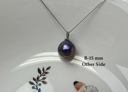 One-Of-A-Kind 11-18mm Natural Pink Mauve Baroque Pearl With .925 Sterling Silver/Gold Pendant #PD0014