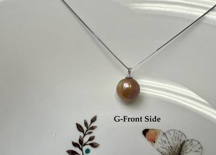 One-Of-A-Kind 11-18mm Natural Pink Mauve Baroque Pearl With .925 Sterling Silver/Gold Pendant #PD0014