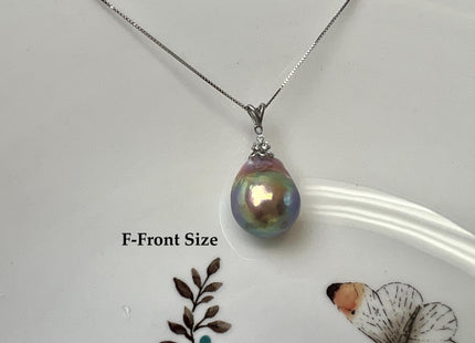 One-Of-A-Kind 11-18mm Natural Pink Mauve Baroque Pearl With .925 Sterling Silver/Gold Pendant #PD0014