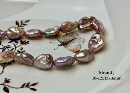 One-Of-A-Kind 8-12x12-18 mm AA Half Strand Rare Natural Dark Mauve Pink Keshi High Luster Nugget Large Hole 1.5mm Freshwater Pearls #P3713