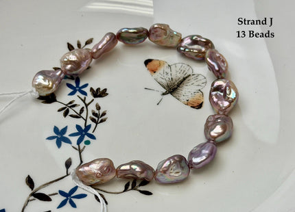 One-Of-A-Kind 8-12x12-18 mm AA Half Strand Rare Natural Dark Mauve Pink Keshi High Luster Nugget Large Hole 1.5mm Freshwater Pearls #P3713