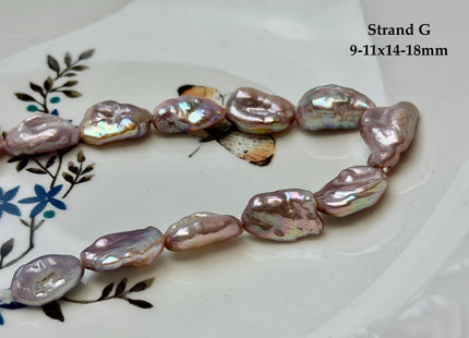 One-Of-A-Kind 8-12x12-18 mm AA Half Strand Rare Natural Dark Mauve Pink Keshi High Luster Nugget Large Hole 1.5mm Freshwater Pearls #P3713