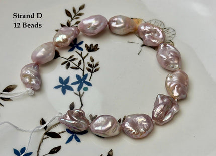 One-Of-A-Kind 8-12x12-18 mm AA Half Strand Rare Natural Dark Mauve Pink Keshi High Luster Nugget Large Hole 1.5mm Freshwater Pearls #P3713