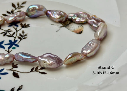 One-Of-A-Kind 8-12x12-18 mm AA Half Strand Rare Natural Dark Mauve Pink Keshi High Luster Nugget Large Hole 1.5mm Freshwater Pearls #P3713