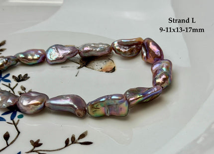 One-Of-A-Kind 8-12x12-18 mm AA Half Strand Rare Natural Dark Mauve Pink Keshi High Luster Nugget Large Hole 1.5mm Freshwater Pearls #P3713