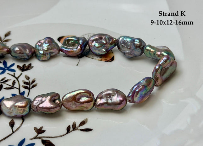 One-Of-A-Kind 8-12x12-18 mm AA Half Strand Rare Natural Dark Mauve Pink Keshi High Luster Nugget Large Hole 1.5mm Freshwater Pearls #P3713
