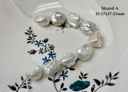 One-Of-A-Kind 12-17x16-21mm AA Natural White Freshwater Thick Rectangular Coin Baroque Pearls High Luster Large 2.1mm Hole Beads #P3714