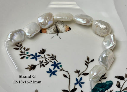 One-Of-A-Kind 12-17x16-21mm AA Natural White Freshwater Thick Rectangular Coin Baroque Pearls High Luster Large 2.1mm Hole Beads #P3714