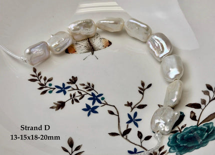 One-Of-A-Kind 12-17x16-21mm AA Natural White Freshwater Thick Rectangular Coin Baroque Pearls High Luster Large 2.1mm Hole Beads #P3714