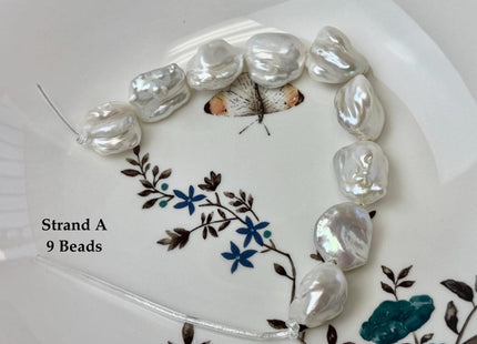 One-Of-A-Kind 12-17x16-21mm AA Natural White Freshwater Thick Rectangular Coin Baroque Pearls High Luster Large 2.1mm Hole Beads #P3714