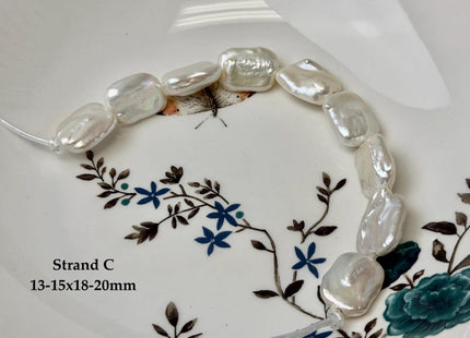 One-Of-A-Kind 12-17x16-21mm AA Natural White Freshwater Thick Rectangular Coin Baroque Pearls High Luster Large 2.1mm Hole Beads #P3714