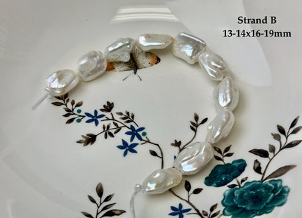 One-Of-A-Kind 12-17x16-21mm AA Natural White Freshwater Thick Rectangular Coin Baroque Pearls High Luster Large 2.1mm Hole Beads #P3714