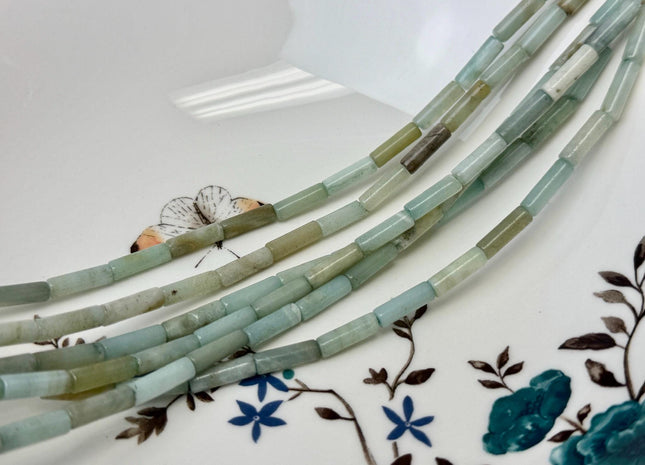 4x12-13 mm Tube Shape Natural Amazonite Gemstone Beads Genuine Amazonite Gemstones Loose Beads 15.5 Inches Strand #2988