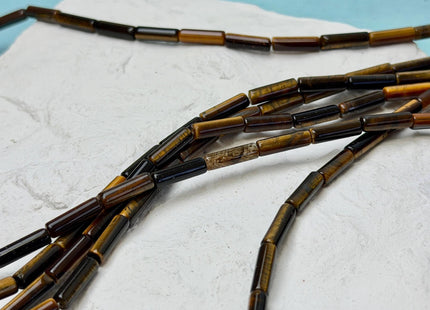 4x13-14 mm Tube Shape Natural Tiger Eye Gemstone Loose Beads 15.5 Inches Strand #4887