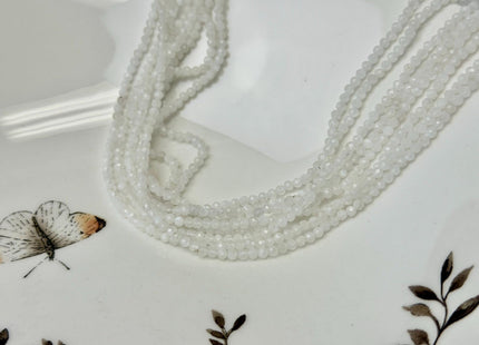 2-2.5 mm Faceted Round Tiny Natural White Moonstone Gemstone Beads 15 Inches Strand #4888