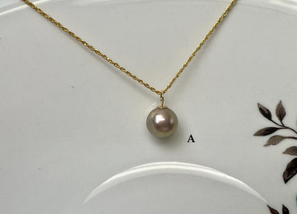 One-Of-A-Kind 15mm AAA Very Rare Natural White Mauve Peacock Edison Pearl With Iridescent Gold Sheen 14K Or 18K Solid Gold Pendant #PD0015