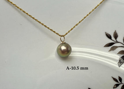 One-Of-A-Kind 15mm AAA Very Rare Natural White Mauve Peacock Edison Pearl With Iridescent Gold Sheen 14K Or 18K Solid Gold Pendant #PD0015