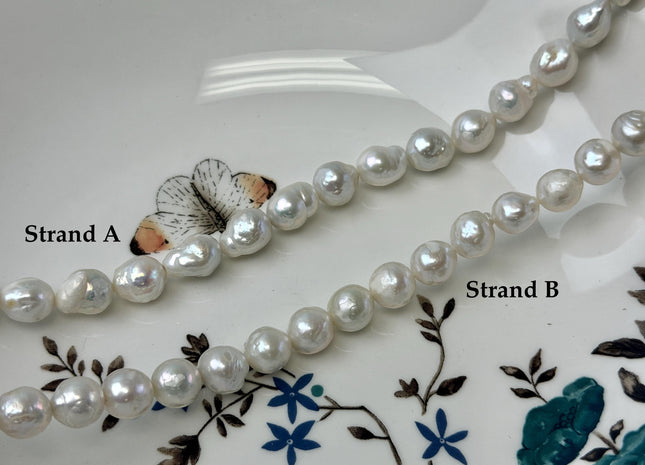 8-9 mm Natural White Edison Baroque Freshwater Pearl Beads #P3724