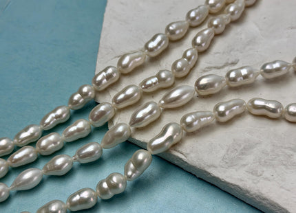 7-8x10-15mm AAAA Natural White Keshi Baroque Freshwater Pearls 16 Inches #P3726