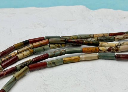 4x13-14 mm Tube Shape Natural Red Creek Jasper Gemstone Loose Beads 15.5 Inches Strand #4889