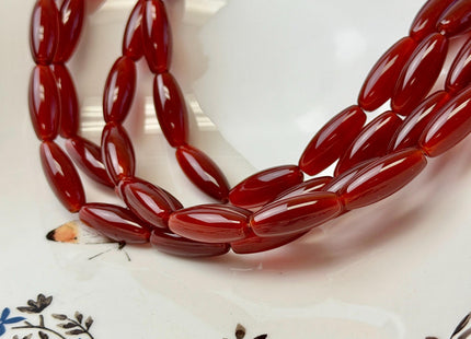8x19-20 mm Large Barrel Shape Smooth Orange Red Carnelian Gemstone Beads #4891