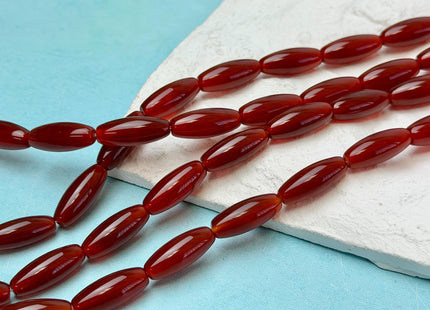 8x19-20 mm Large Barrel Shape Smooth Orange Red Carnelian Gemstone Beads #4891