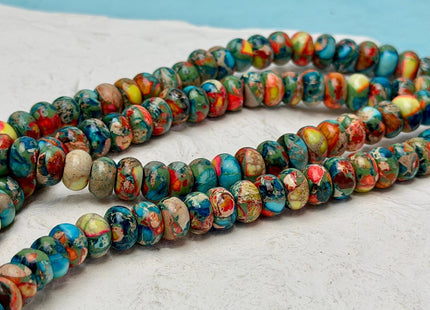 5x8 mm Smooth Rondelle Impression Sea Sediment Jasper Gemstone Beads Rainbow Pink Green Turquoise Blue Purple Color #4892