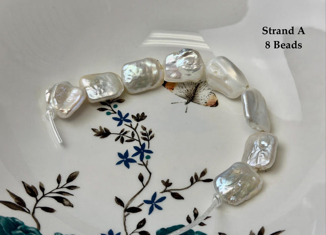 One-Of-A-Kind 14-23x18-29mm AA Natural White Pink Freshwater Thick Rectangular Coin Baroque Pearls High Luster Large 2.1mm Hole Beads #P3715