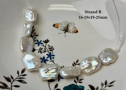 One-Of-A-Kind 14-23x18-29mm AA Natural White Pink Freshwater Thick Rectangular Coin Baroque Pearls High Luster Large 2.1mm Hole Beads #P3715