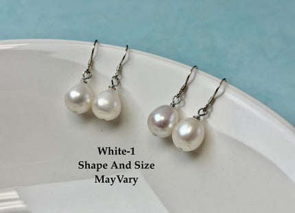 Natural White/Dark Mauve Or Peacock Baroque Pearl Hook Earring W/925 Sterling Silver Bridal Jewelry #ER0005