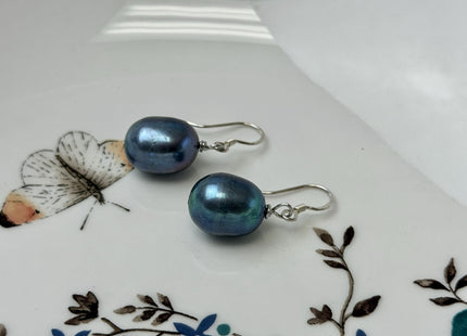 Natural White/Dark Mauve Or Peacock Baroque Pearl Hook Earring W/925 Sterling Silver Bridal Jewelry #ER0005