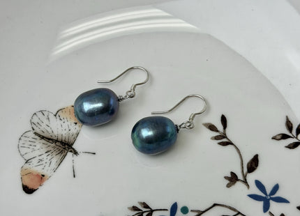 Natural White/Dark Mauve Or Peacock Baroque Pearl Hook Earring W/925 Sterling Silver Bridal Jewelry #ER0005