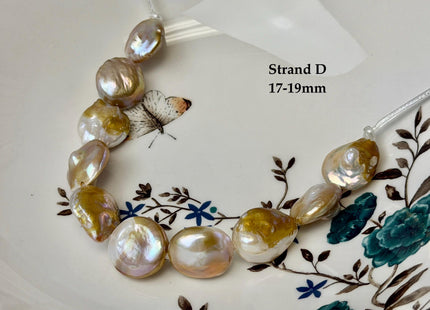 One-Of-A-Kind 14-22 mm Natural Mauve Pink Seaweed Freshwater Round Baroque Coin Pearls High Luster Large 2.1mm Hole Beads #P3716