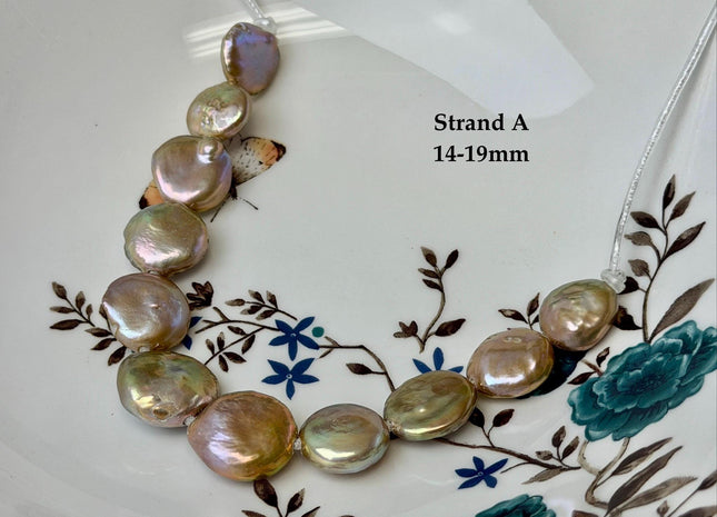 One-Of-A-Kind 14-22 mm Natural Mauve Pink Seaweed Freshwater Round Baroque Coin Pearls High Luster Large 2.1mm Hole Beads #P3716