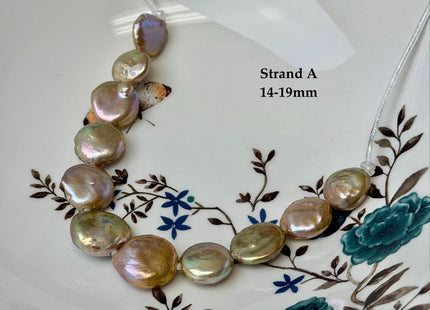 One-Of-A-Kind 14-22 mm Natural Mauve Pink Seaweed Freshwater Round Baroque Coin Pearls High Luster Large 2.1mm Hole Beads #P3716