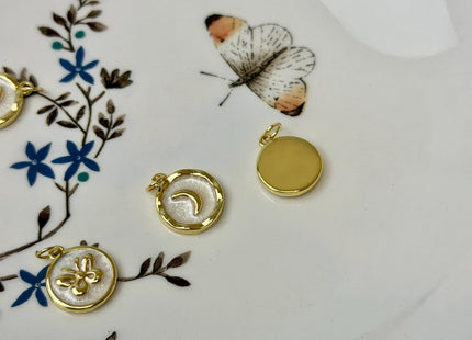 Butterfly Crescent Moon Design Charms for Necklace Jewelry Making, 18K Gold Filled Charm Enamel Colored Medallion Pendant, One Piece #CR0101