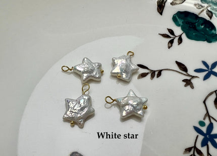 Natural White Mauve Star Moon Stick Coin Pearl Gold Filled Charm Pendant