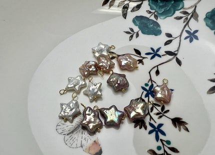 Natural White Mauve Star Moon Stick Coin Pearl Gold Filled Charm Pendant