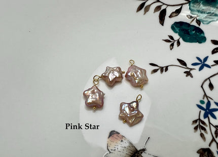 Natural White Mauve Star Moon Stick Coin Pearl Gold Filled Charm Pendant