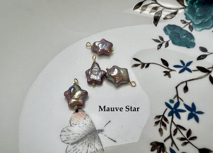 Natural White Mauve Star Moon Stick Coin Pearl Gold Filled Charm Pendant